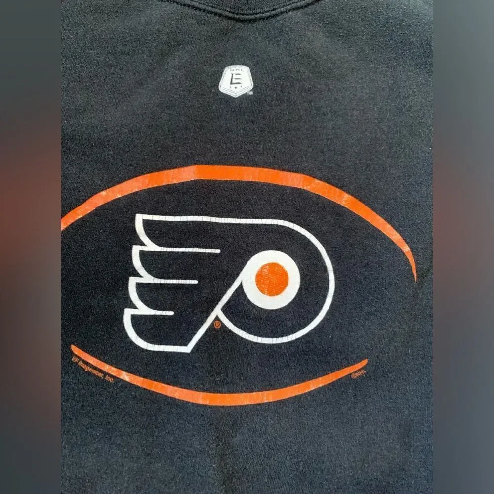 VTG Philadelphia Flyers Hockey Sweatshirt Crewneck Pullover Black Orange S M - Picture 4 of 7